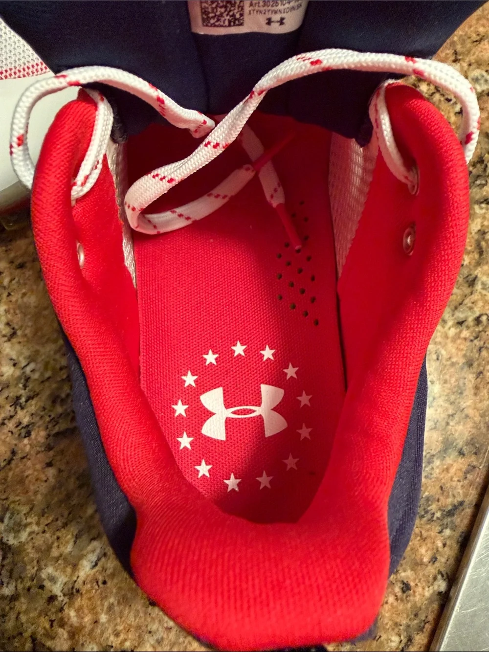 Under Armour White Navy Red  Athletic Cleats